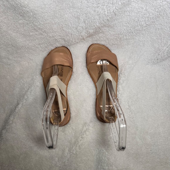 Sorel Ella Sandal Rose Gold Metallic Elastic Strap Flat Sandals Womens - Picture 4 of 8